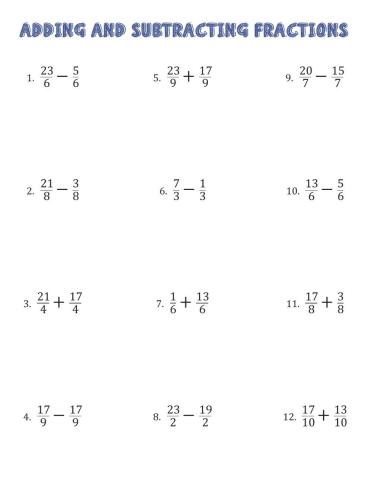 Operations with fractions