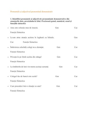 Pronume si adjectiv pronominal demonstrativ&pronume si adjectiv nehotărât