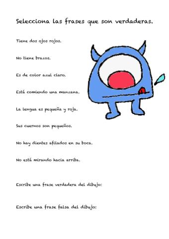 Reconocer frases verdaderas de un dibujo