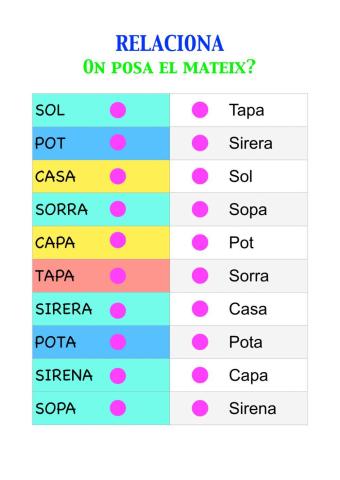 Relaciona lletra de pal i lleg¡tra d'imprempta