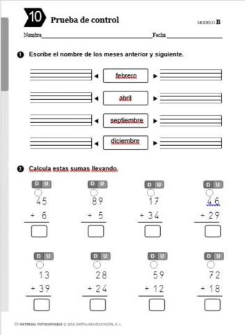 Evaluación de matemáticas t:10