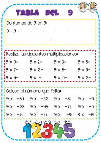 Tabla del 9