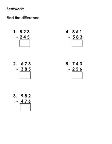 Subtraction with regrouping