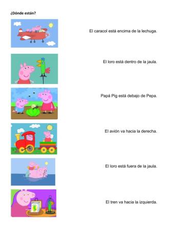 Comprensión  lectora Pepa Pig