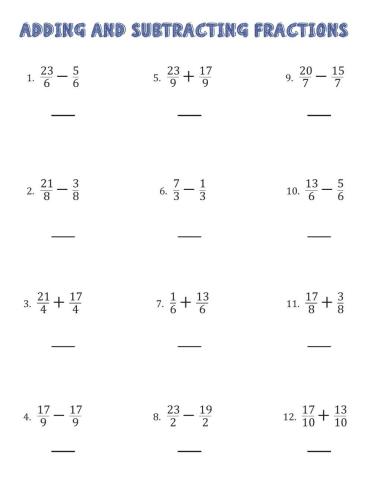 Operations with fractions