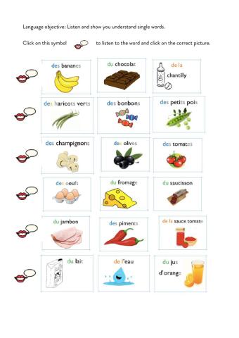 Listening activity- food