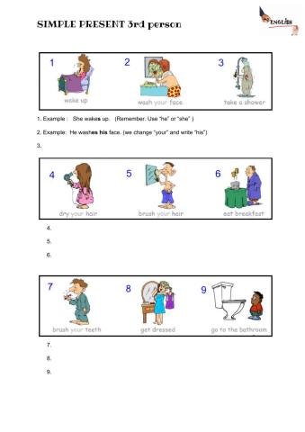 Writing Activity: SIMPLE PRESENT 3rd person