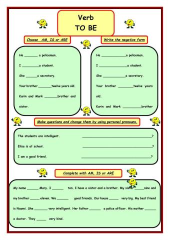 Verb to be - mixed exercises