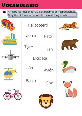 Vocabulario: arrastra imágenes