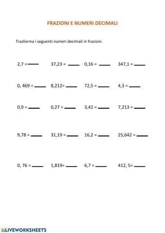 Frazioni e numeri decimali