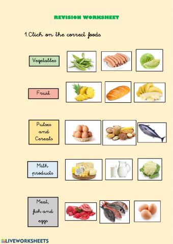 Food and measl revision worksheet