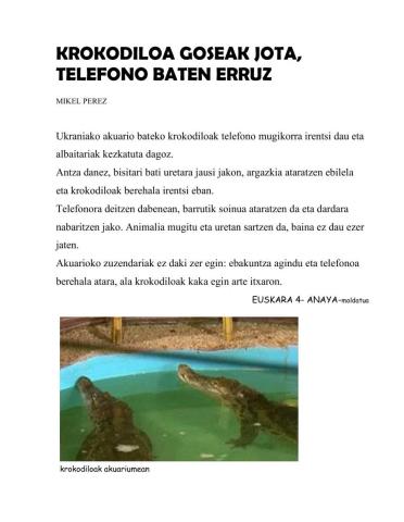 KROKODILOAK TELEFONOA IRENTSI