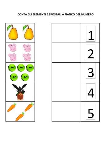 Associazione quantità numero entro il 5