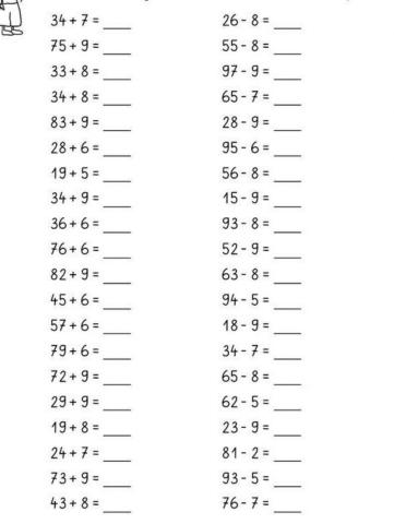 Calcul mintal 0 - 100