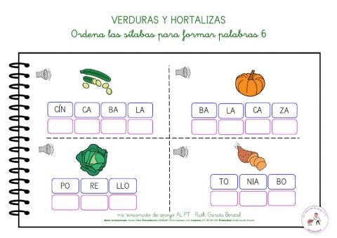 Las verduras: ordena las sílabas 6