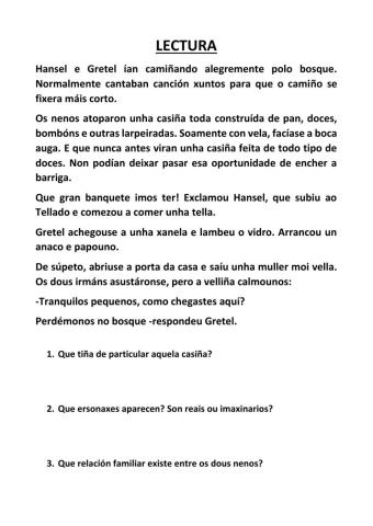 LECTURA LINGUA GALEGA 3º