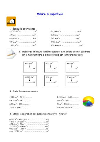 Equivalenze ed operazioni con le misure di superficie