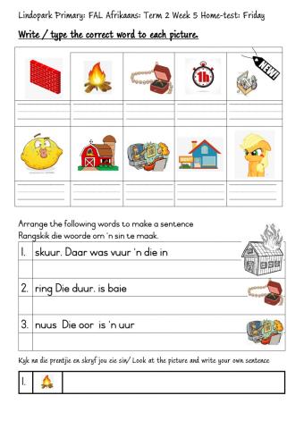 Grade 3: FAL Afrikaans Home test: uu klank Term 2 Week 5: Friday