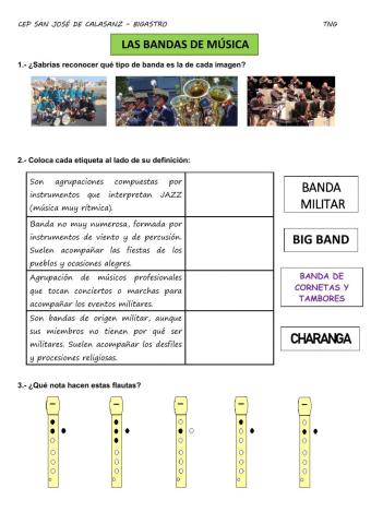 FICHA 3º - LAS BANDAS DE MÚSICA