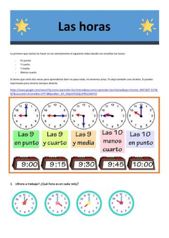 Repasamos las horas