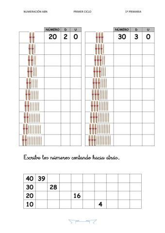 Decenas y unidades hasta 40