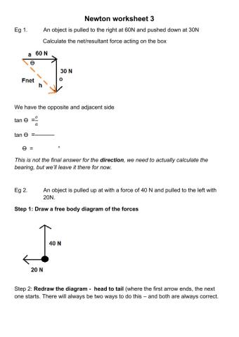 Newton worksheet 3