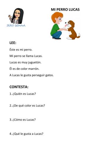 Comprensión lectora: mi perro