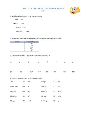 Znanstveni zapis broja i pretvaranje jedinica - vježba