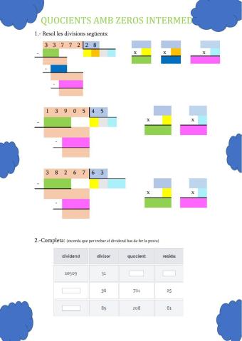 Quocients amb zeros intermedis