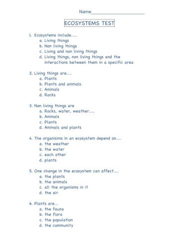 Unit 3 Ecosystems Test