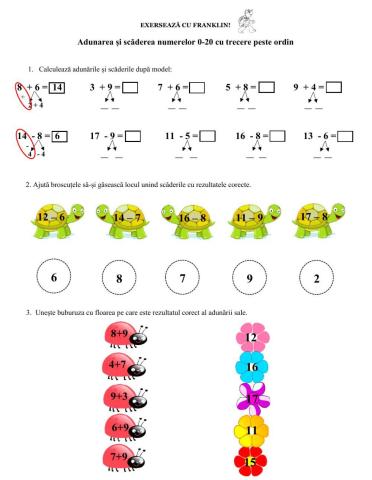 Adunarea și scăderea numerelor 0-20 cu trecere peste ordin