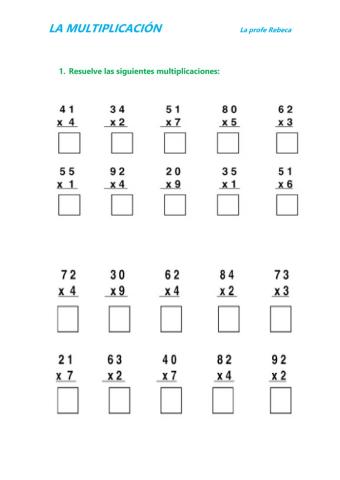 Practicamos la Multiplicación