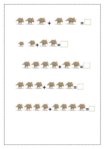Sumas con dinosaurios