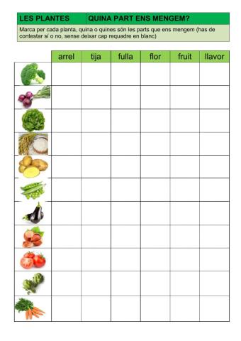 Les plantes - Quina part es menja?