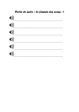 Dictée de mots - noms féminins 1