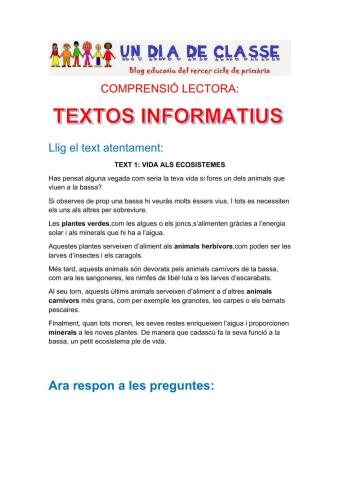 Comprensió lectora: textos informatius