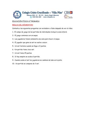 Reglas básicas de Bádminton