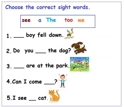 Sight Words: Worksheet -2