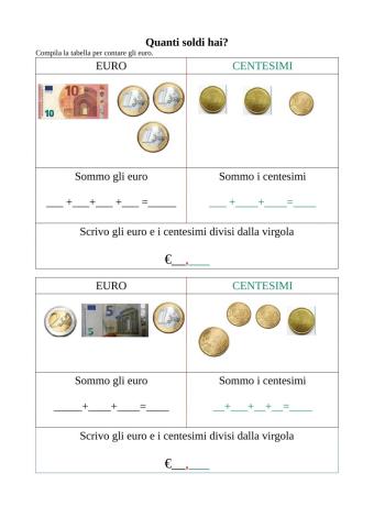 Contare euro e centesimi