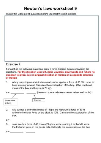 Newton worksheet 9