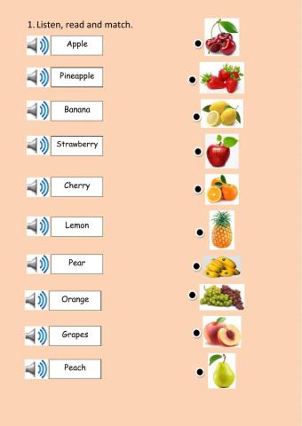 Fruits. Listen, read and match.