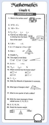 Mental Maths 6 - W15 - Wednesday