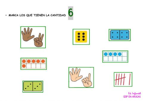 Marca los que tienen la cantidad 6