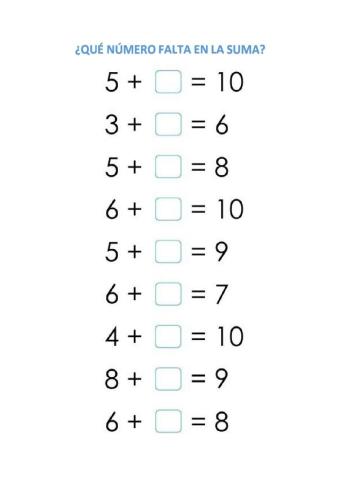 Completa las sumas