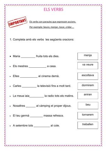 Els verbs. temps verbals