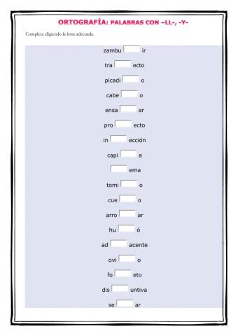 Palabras con -ll- y con -y-