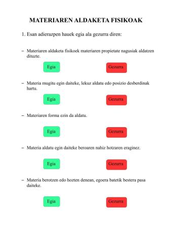 Materiaren aldaketa fisikoak