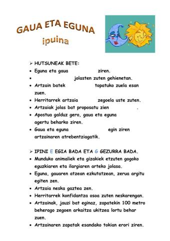 Eguna eta gaua ipuina