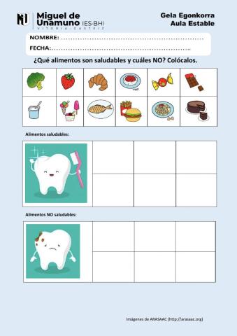 Alimentos saludables - no saludables