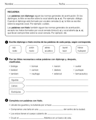 Acentuación diptongos e hiatos